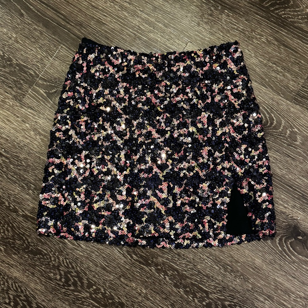 Urban outfitters multicolor sequined mini skirt with slit